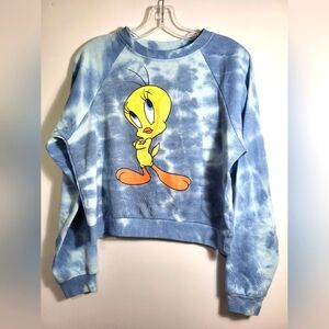 Looney Tunes blue tie dye "Tweety Bird" sweatshirt   women's S  #2317